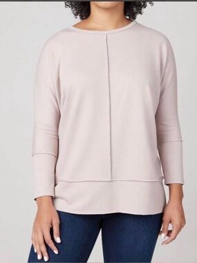 SPANX Women’s Medium Pullover Perfect Length Dolman Sweatshirt In Oat FLAW READ